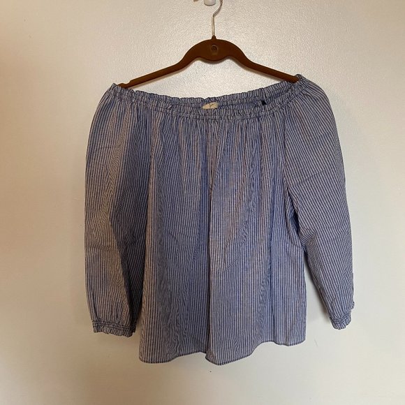 Joie Striped Cotton Off The Shoulder Blouse, XS/S - Picture 1 of 3